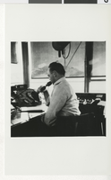 Photograph of McCarran Field tower operator at Nellis Air Base, circa 1948.