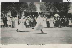 Postcard of a Squaw Race, Ely, Nevada, 1909