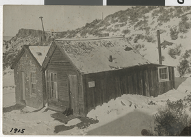 Postcard of Mark Twain's cabin in Aurora, Nevada, 1915