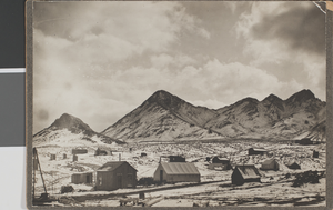 Postcard of a mining camp in winter in Tonopah, Nevada, circa 1900s-1910s