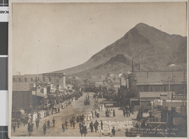 Photograph of a Decoration Day parade in downtown Tonopah, Nevada, May 30, 1906