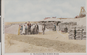 Postcard of people at the Florence Mine, Goldfield, Nevada, circa 1900s