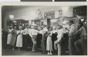 Photograph of people at old Boulder Club bar, Las Vegas, circa 1930s