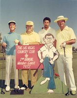 Photograph of Nat Brandwynne, Jay Sarno, an unidentified man, and Puggy Pearson at a golf tournament, Las Vegas, Nevada,  1972