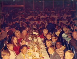Photograph of the Sarno family at a banquet table at Caesars Palace, Las Vegas, Nevada, early-mid 1970s