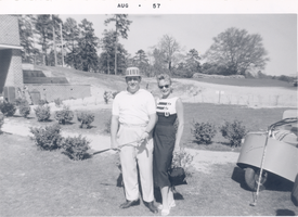 Photograph of Jay and Joyce Sarno on a golf course in Atlanta, Georgia, August 1957