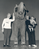 Photograph of Bertha Cooper, Tanya the Elephant, Joyce Sarno and Heidi Sarno at Circus Circus, Las Vegas, Nevada, February 1971