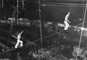 Photograph of tightrope walkers at Circus Circus, Las Vegas, Nevada, 1970s