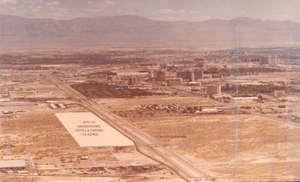 Aerial photograph of proposed site for Grandissimo Hotel, Las Vegas, Nevada, circa 1980