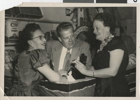 Photograph of Dorothy Andre and Myrtle and Bob Marker at the Elks Charity Ball, Tonopah (Nev.), 1930s-1940s