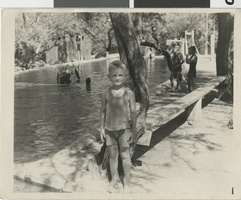 Photograph of Franklin Hardman at swimming pool at Old Ranch, Las Vegas, 1920s