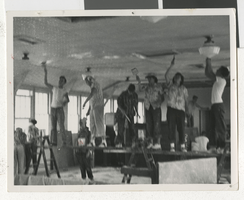 Photograph of teenagers renovating old barracks, Boulder City (Nev.), 1953