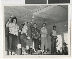 Photograph of teenagers renovating old buildings in Boulder City (Nev.), 1953