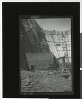 Photograph of Hoover Dam during contruction, 1934