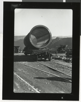 Photograph of pipes transported to Hoover Dam, 1934