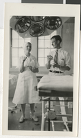 Photograph of two unidentified individuals at Six Companies Hospital, Boulder City (Nev.), 1933