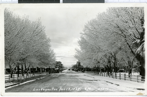 Postcard with photograph of Fremont Street, Las Vegas, Nevada, January 13, 1937