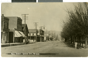 Postcard with photograph of Main Street in Carson City, Nevada, 1920-1930