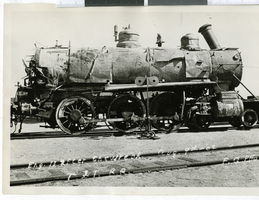 Photograph of a damaged train, Nevada, August 15, 1908