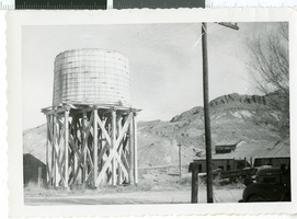 Photograph of a water tower in Beatty, Nevada, 1956
