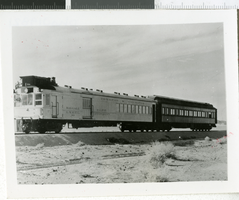 Photograph of the gas-electric railroad car number 99, Nevada, 1907-1930