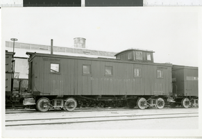 Postcard with photograph of caboose number 210, Death Valley Junction, California, 1920-1929