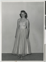 Photograph of an unidentified young woman in a prom dress, Las Vegas, April 1953