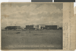 Postcard of Las Vegas from depot, 1910