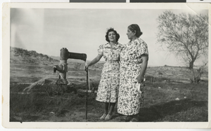 Photograph of Gloria Rivero and Ramona Rivero at a picnic site, 1940s