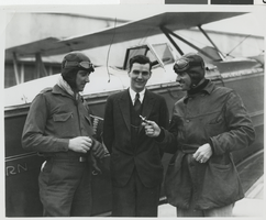 Photograph of pilots with boy scout knife, late 1930s