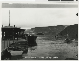 Photograph of boat dock, Lake Mead, 1940s