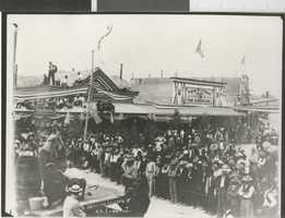 Photograph of a carnival celebrating the arrival of Tonopah's railroad (Nev.), 1904