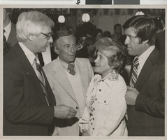 Photograph of United States Representative from Nevada James Santini, Lloyd and Edythe Katz, and Zeidan Atache in Las Vegas (Nev.), April 1978