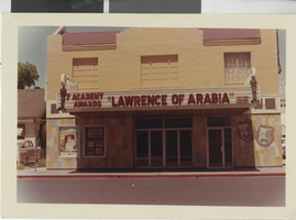 Photograph of the Guild Theatre marquee advertising "Lawrence of Arabia," Las Vegas (Nev.), 1962