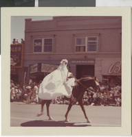 Photograph of a man on horseback in the Helldorado Parade, Las Vegas (Nev.), early 1960s