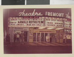 Photograph of Fremont Theatre marquee advertising "Arnold Rothstein," Las Vegas (Nev.), 1961
