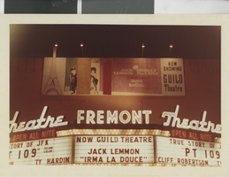 Photograph of the Fremont Theatre marquee advertising "Irma La Douce," Las Vegas (Nev.), 1963