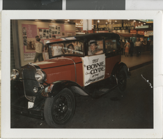 Photograph of a car advertising "Bonnie and Clyde" outside of the Fremont Theatre, Las Vegas (Nev.), 1967
