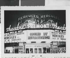 Photograph of the Fremont Theatre marquee advertising "Hercules," Las Vegas (Nev.), September 1959