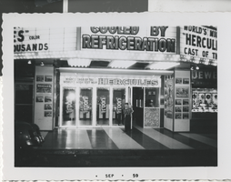 Photograph of the Fremont Theatre entrance and marquee advertising "Hercules," Las Vegas (Nev.), September 1959