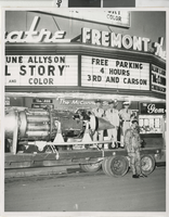Photograph of the Fremont Theatre marquee advertising "The McConnell Story," Las Vegas (Nev.), 1955