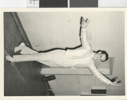 Photograph of a male dancer posing backstage, Las Vegas (Nev.), 1957-1960s