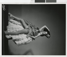 Photograph of showgirl in Flamenco dress, Las Vegas (Nev.), 1957-1960s