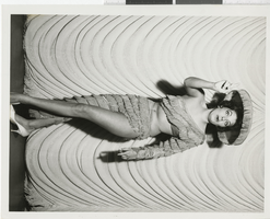 Photograph of Minsky's Burlesque showgirl Nancy Sheldon at the Aladdin Hotel and Casino, Las Vegas (Nev.), 1972