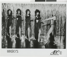 Photograph of five Minsky's showgirls on stage at the Aladdin, Las Vegas (Nev.),1968-1973