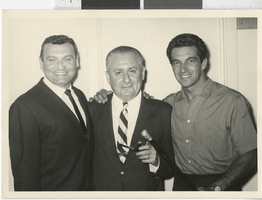 Photograph of Frankie Lane, Harold Minsky, and Frankie Vaughn, Las Vegas (Nev.), 1970-1979