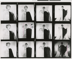 Photographs of a female Minsky's cast member in a two-tone costume, 1970-1979