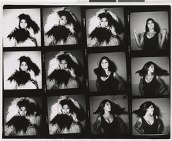Photographs of a Minsky's female cast member in a two-toned feathered costume, 1970-1979