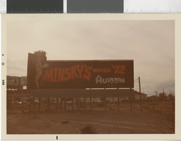 Photograph of a billboard for Minsky's Burlesque, Las Vegas (Nev.), November, 1972