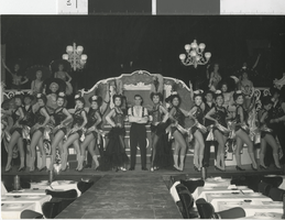 Photograph of the cast of Minsky's Burlesque posing on stage, 1970-1979